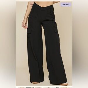 POPFLEX Black Wide Leg Cargo Pants